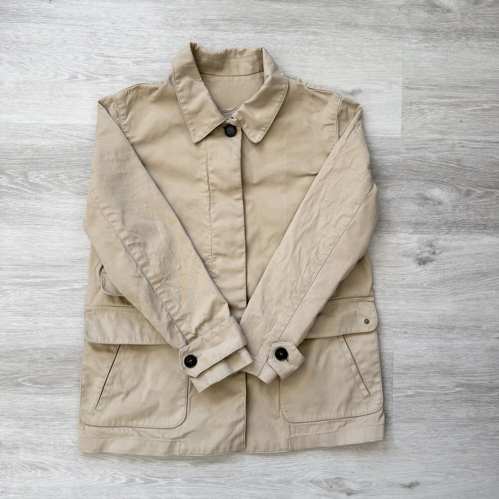 Lacoste Chore Jacket VINTAGE Women's (FR 40) 8 US RARE TONAL LOGO Coat Beige EUC